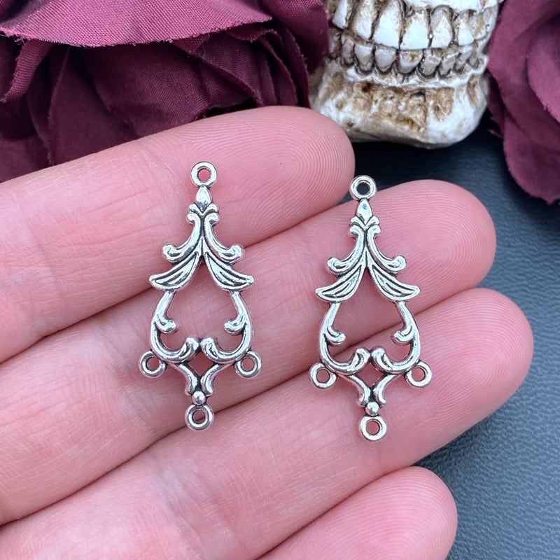 10pcs 34*16mm Antique Silver Earring Connectors Charms Pendant Designer Charms Fit Jewelry Making DIY Jewelry Findings
