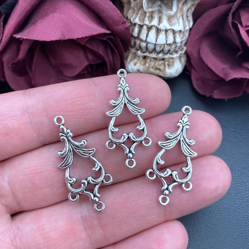 10pcs 34*16mm Antique Silver Earring Connectors Charms Pendant Designer Charms Fit Jewelry Making DIY Jewelry Findings