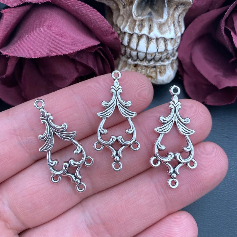 10pcs 34*16mm Antique Silver Earring Connectors Charms Pendant Designer Charms Fit Jewelry Making DIY Jewelry Findings